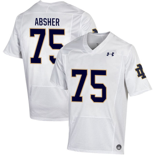 Sullivan Absher Men's Under Armour White Notre Dame Fighting Irish Pick-A-Player NIL Replica Football Jersey