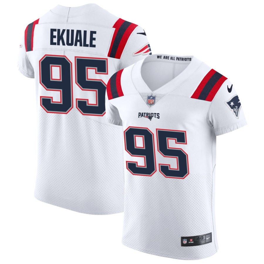 Daniel Ekuale Men's Nike White New England Patriots Vapor Elite Custom Jersey