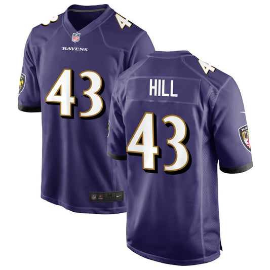 Justice Hill Men's Nike White Baltimore Ravens Custom Game Jersey