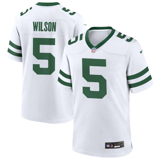 Garrett Wilson Men's Nike  Legacy White New York Jets Custom Game Jersey