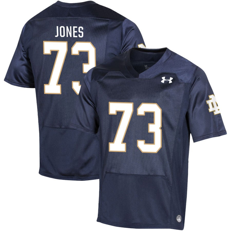 Peter Jones Men's Under Armour Navy Notre Dame Fighting Irish Pick-A-Player NIL Replica Football Jersey