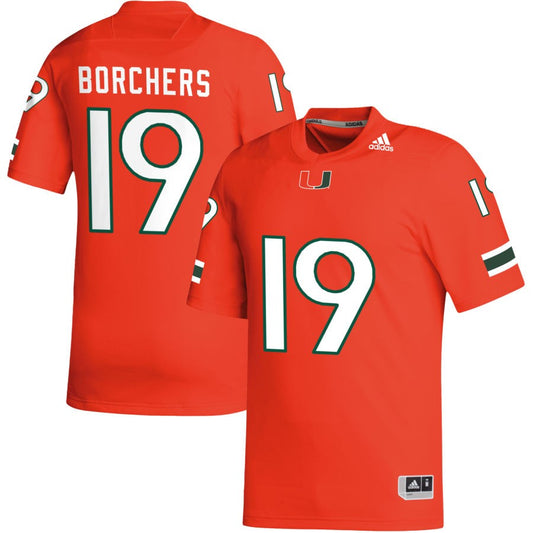 Joe Borchers Men's adidas Orange Miami Hurricanes Pick-A-Player NIL Replica Football Jersey