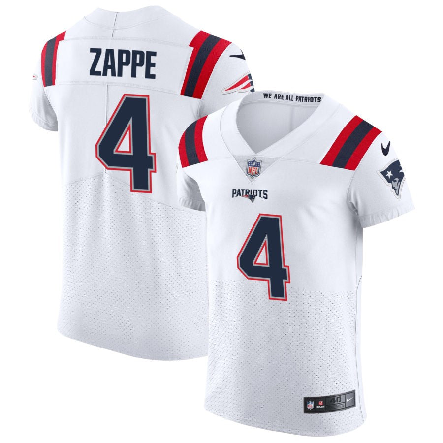 Bailey Zappe Men's Nike White New England Patriots Vapor Elite Custom Jersey