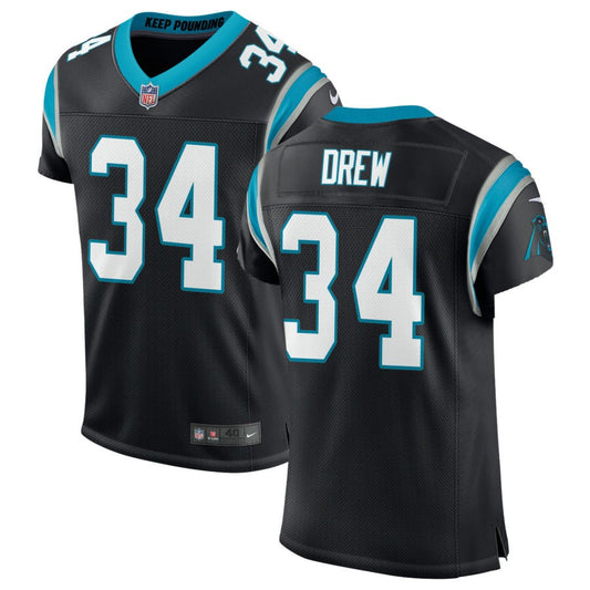 Willie Drew Men's Nike Black Carolina Panthers Classic Custom Elite Jersey