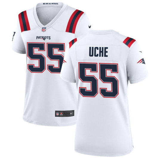 Joshua Uche Women's Nike New England Patriots White Custom Game Jersey