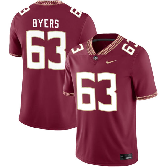 Jeremiah Byers Men's Nike Garnet Florida State Seminoles 2023 Pick-A-Player NIL Football Game Jersey
