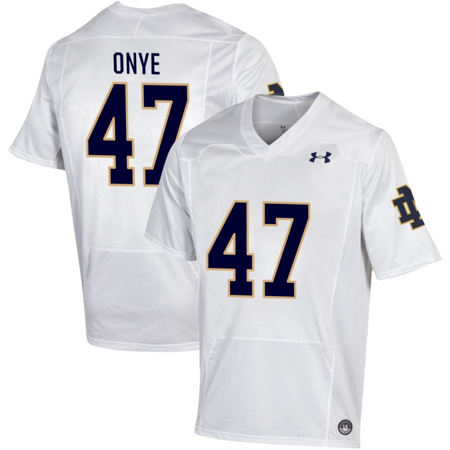 Jason Onye Men's Under Armour White Notre Dame Fighting Irish Pick-A-Player NIL Replica Football Jersey