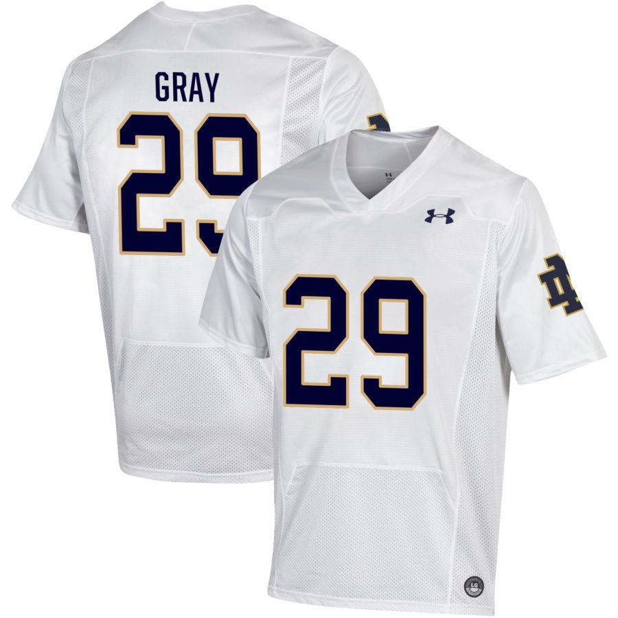 Christian Gray Men's Under Armour White Notre Dame Fighting Irish Pick-A-Player NIL Replica Football Jersey