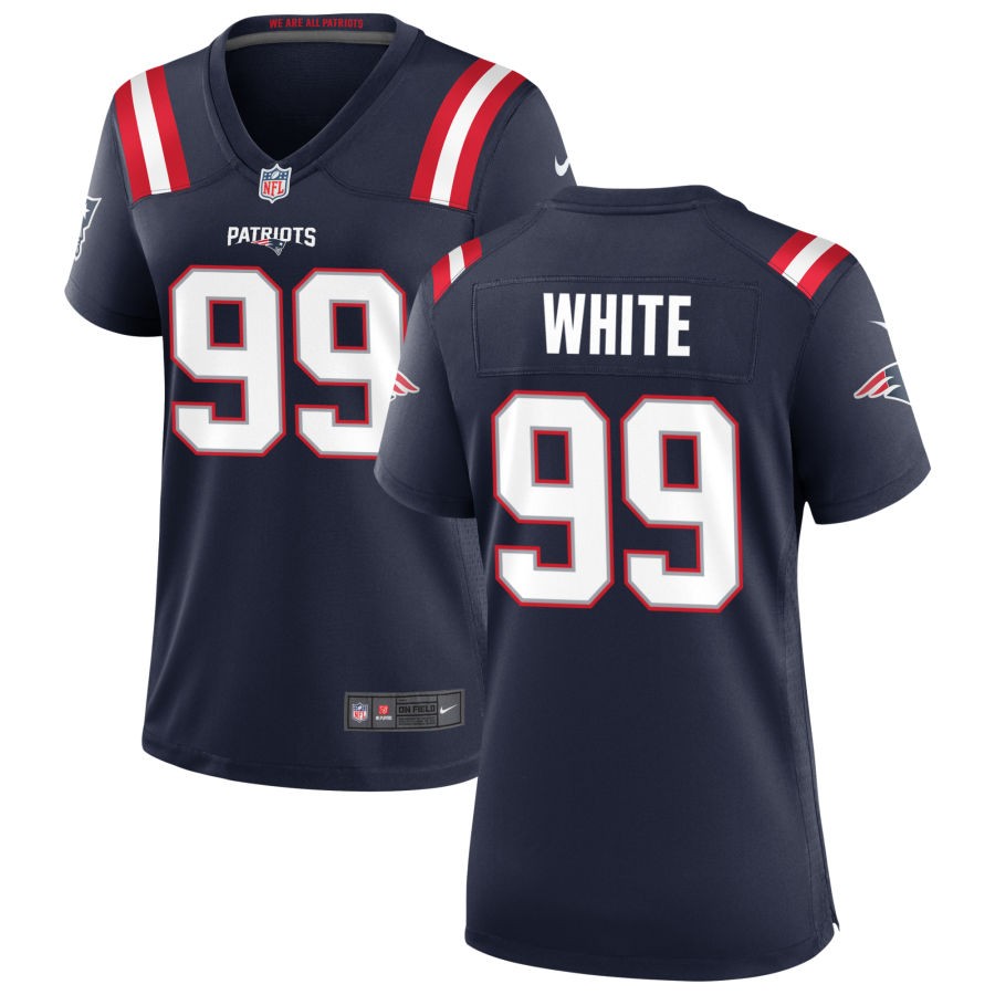 Keion White Women's Nike Navy New England Patriots Custom Game Jersey