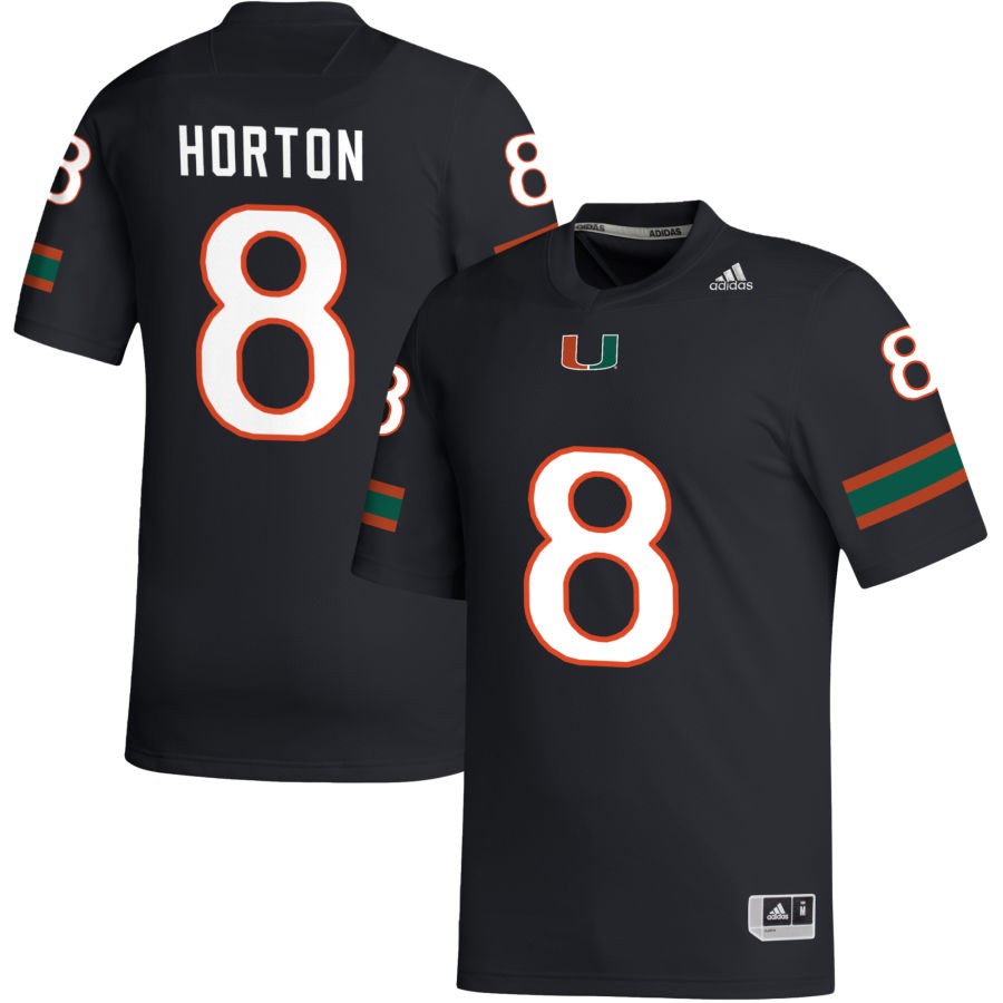 Joshua Horton Men's adidas Black Miami Hurricanes Pick-A-Player NIL Replica Football Jersey