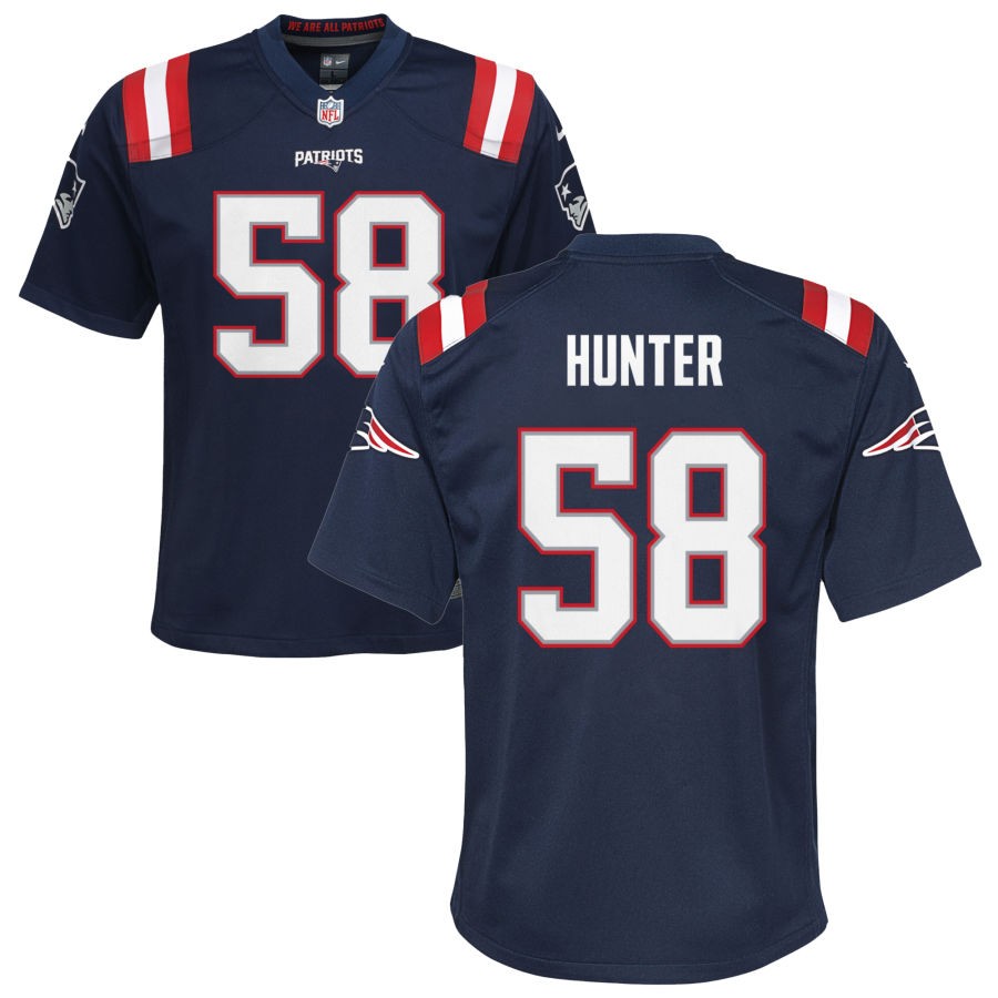 Jontrey Hunter Youth Nike Navy New England Patriots Custom Game Jersey