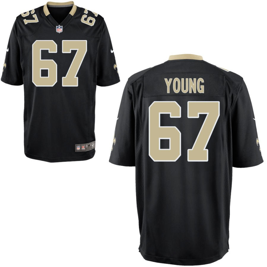 Landon Young Youth Nike Black New Orleans Saints Custom Game Jersey