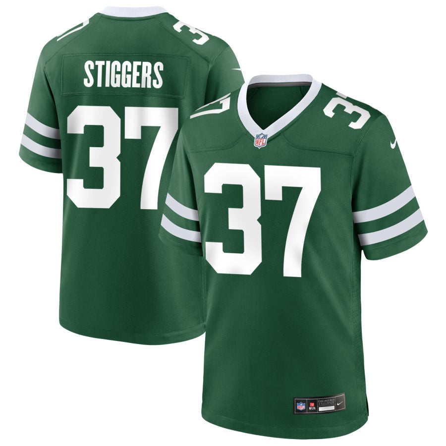 Qwan'tez Stiggers Men's Nike  Legacy Green New York Jets Custom Game Jersey