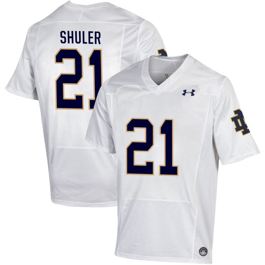 Adon Shuler Men's Under Armour White Notre Dame Fighting Irish Pick-A-Player NIL Replica Football Jersey