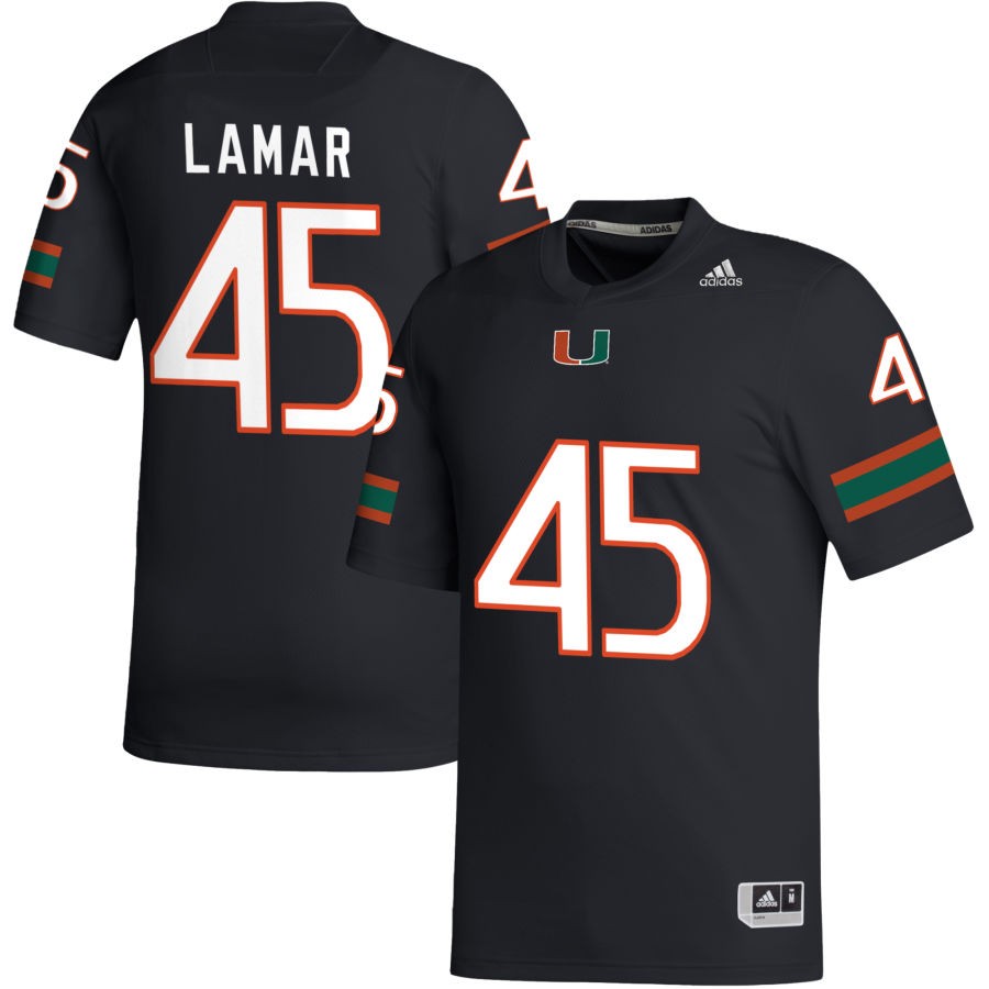 Braylon Lamar Men's adidas Black Miami Hurricanes Pick-A-Player NIL Replica Football Jersey