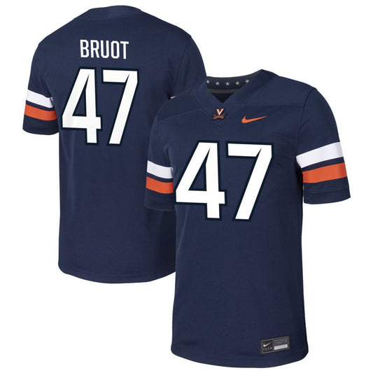 Vadin Bruot Men's Nike  Navy Virginia Cavaliers Pick-A-Player NIL Football Game Jersey