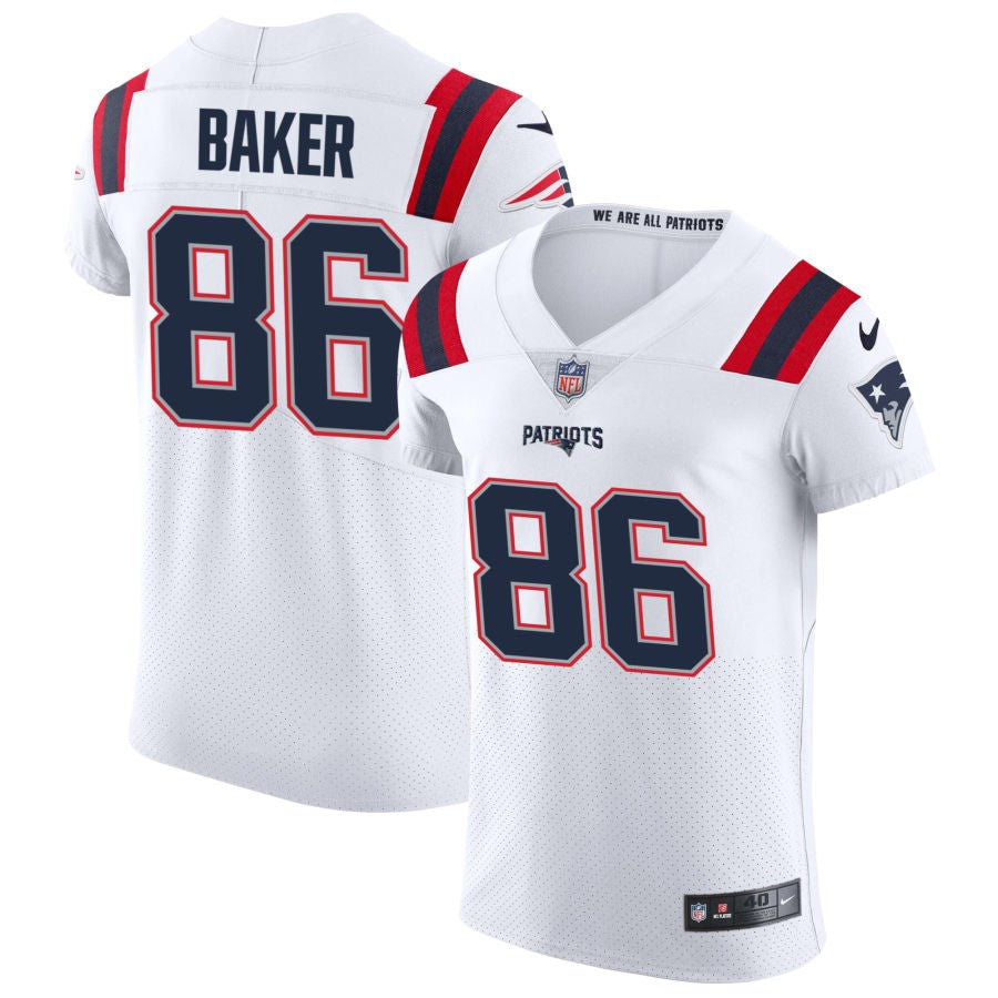 Kawaan Baker Men's Nike White New England Patriots Vapor Elite Custom Jersey