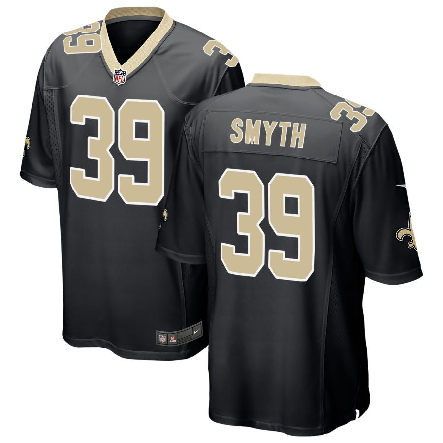 Charlie Smyth Men's Nike Black New Orleans Saints Custom Game Jersey