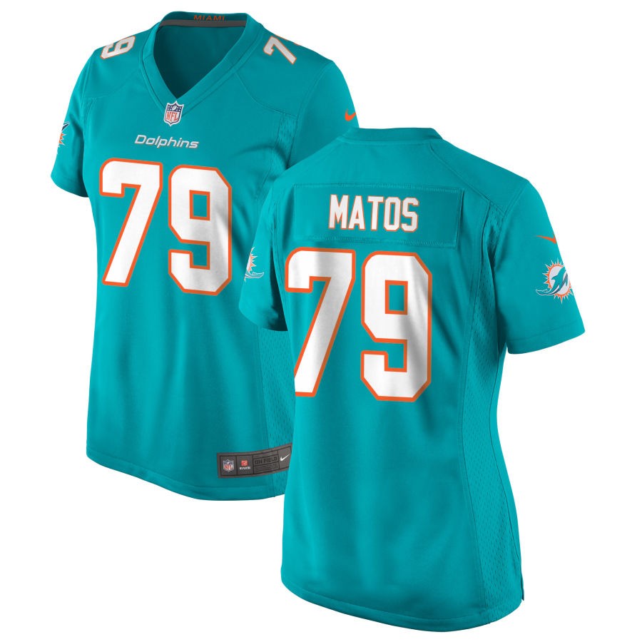 Bayron Matos Women's Nike Aqua Miami Dolphins Custom Game Jersey