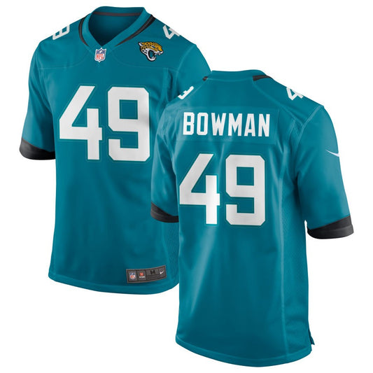 Shawn Bowman Men's Nike Teal Jacksonville Jaguars Alternate Custom Game Jersey