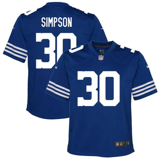 Jaylin Simpson Youth Nike Royal Indianapolis Colts Alternate Custom Game Jersey