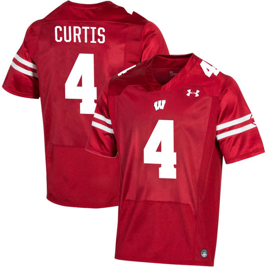 Tackett Curtis Men's Under Armour Red Wisconsin Badgers Pick-A-Player NIL Replica Football Jersey