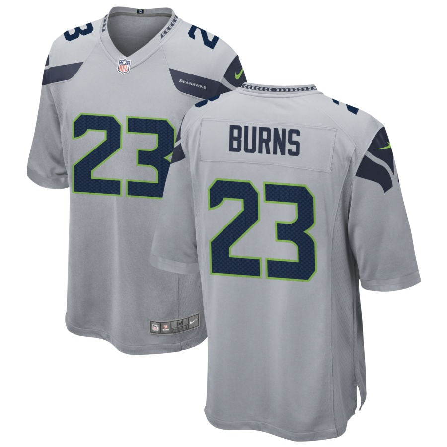 Artie Burns Men's Nike Gray Seattle Seahawks Alternate Custom Game Jersey