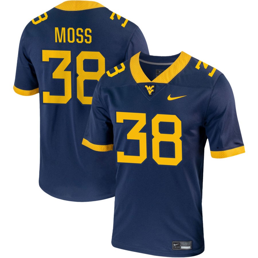 Macguire Moss Men's Nike Navy West Virginia Mountaineers Pick-A-Player NIL Replica Football Jersey