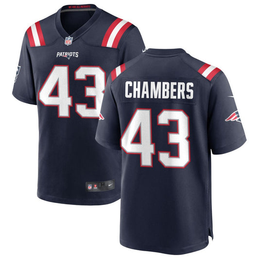 Steele Chambers Men's Nike New England Patriots Navy Custom Game Jersey