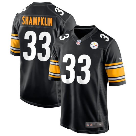 Aaron Shampklin Men's Nike Black Pittsburgh Steelers Game Custom Player Jersey