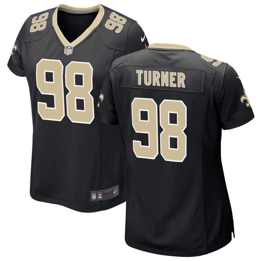 Payton Turner Women's Nike Black New Orleans Saints Custom Game Jersey