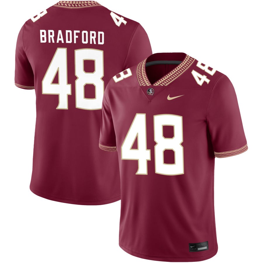 Jayden Bradford Men's Nike Garnet Florida State Seminoles 2023 Pick-A-Player NIL Football Game Jersey