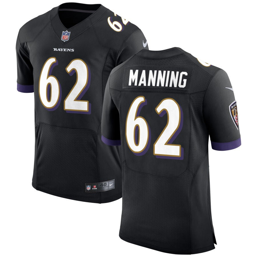 Tashawn Manning Men's Nike Black Baltimore Ravens Speed Machine Elite Custom Jersey