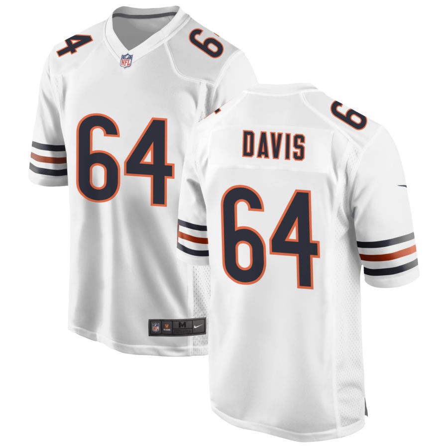 Nate Davis Men's Nike White Chicago Bears Custom Game Jersey