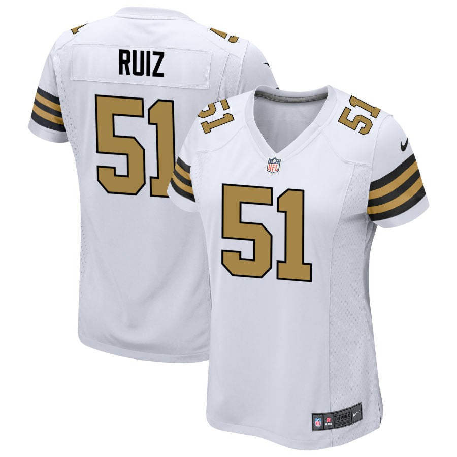 Cesar Ruiz Women's Nike  White New Orleans Saints Alternate Custom Game Jersey