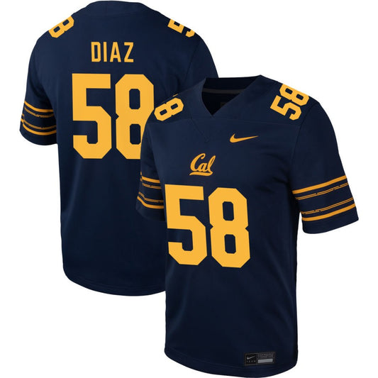 Elijah Diaz Men's Nike  Navy Cal Bears Pick-A-Player NIL Football Game Jersey