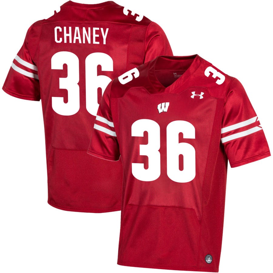 Jake Chaney Men's Under Armour Red Wisconsin Badgers Pick-A-Player NIL Replica Football Jersey