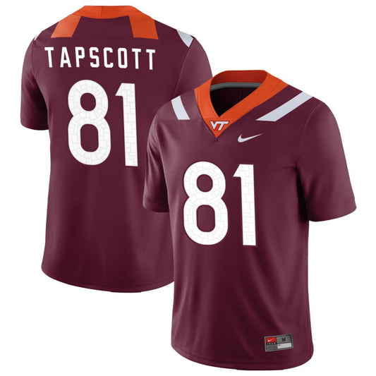 Jordan Tapscott Men's Nike Maroon Virginia Tech Hokies Pick-A-Player NIL Replica Football Jersey