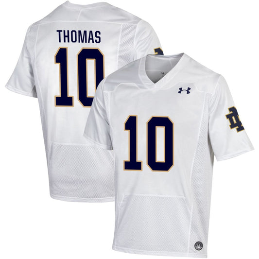 Loghan Thomas Men's Under Armour White Notre Dame Fighting Irish Pick-A-Player NIL Replica Football Jersey