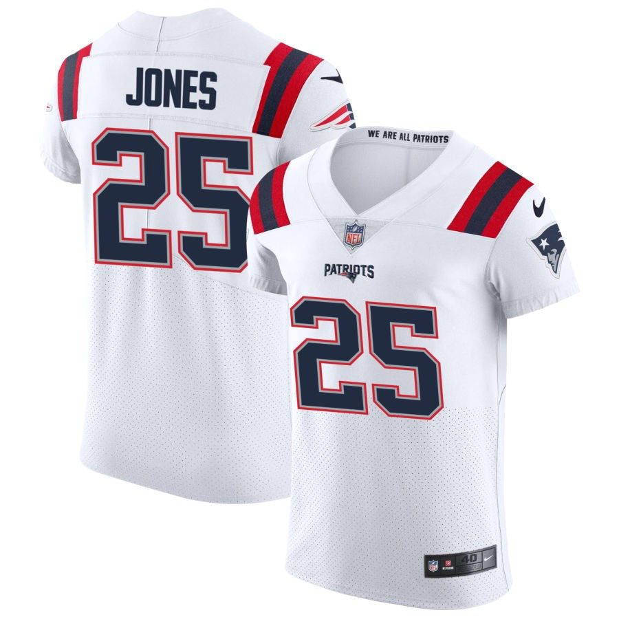 Marcus Jones Men's Nike White New England Patriots Vapor Elite Custom Jersey