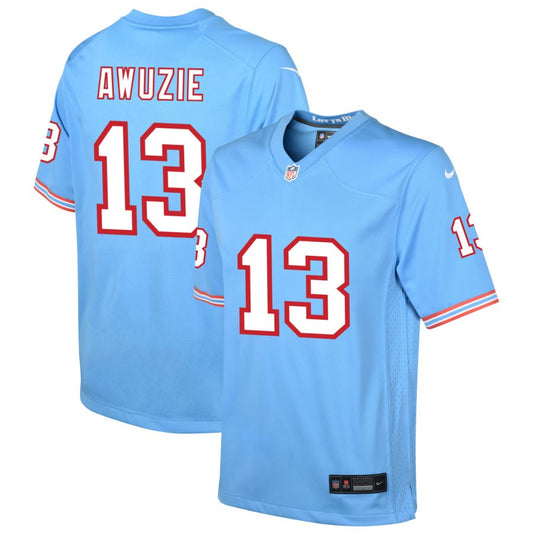 Chidobe Awuzie Youth Nike Light Blue Tennessee Titans Oilers Throwback Custom Game Jersey