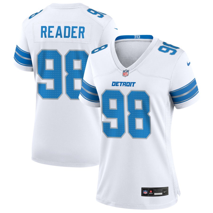 DJ Reader Women's Nike White Detroit Lions Custom Game Jersey