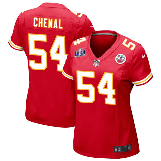 Leo Chenal Women's Nike Red Kansas City Chiefs Super Bowl LVIII Patch Custom Game Jersey