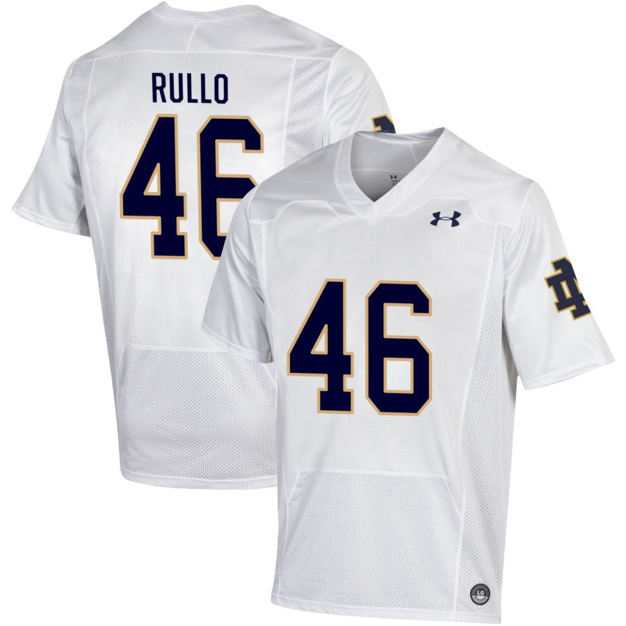 Jerry Rullo Men's Under Armour White Notre Dame Fighting Irish Pick-A-Player NIL Replica Football Jersey