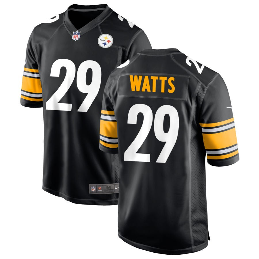 Ryan Watts Men's Nike Black Pittsburgh Steelers Custom Game Jersey