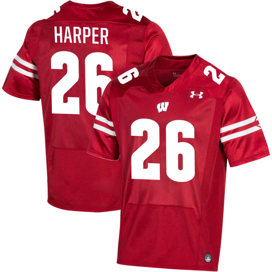 Jay Harper Men's Under Armour Red Wisconsin Badgers Pick-A-Player NIL Replica Football Jersey