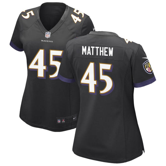 Christian Matthew Women's Nike Black Baltimore Ravens Alternate Custom Game Jersey