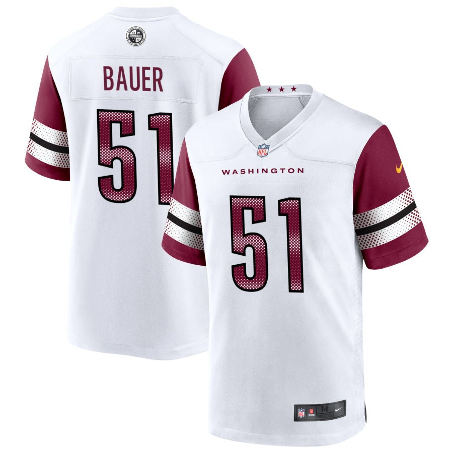 Bo Bauer Men's Nike White Washington Commanders Game Custom Player Jersey