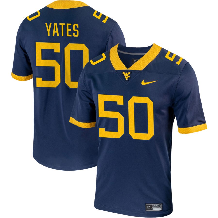 Brandon Yates Men's Nike Navy West Virginia Mountaineers Pick-A-Player NIL Replica Football Jersey