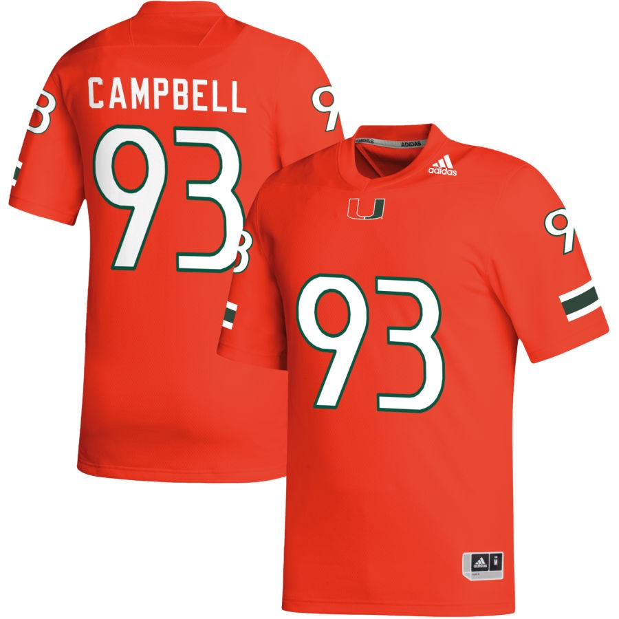 Anthony Campbell Men's adidas Orange Miami Hurricanes Pick-A-Player NIL Replica Football Jersey